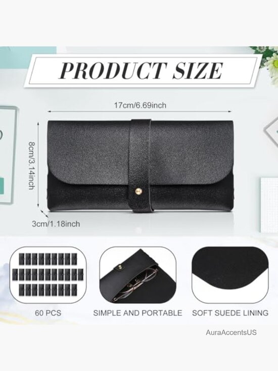 60 Pack Soft PU Leather Eyeglass Cases for Travel Sunglasses Pouch main image 4